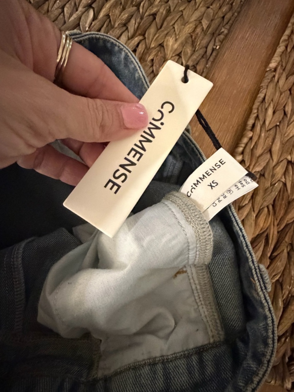 Commense Light Blue Wide-Leg Denim Jeans with Tan Accent - Picture 6 of 6